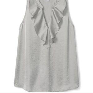 Cabi Showstopper Sleeveless Ruffle Blouse cream S
